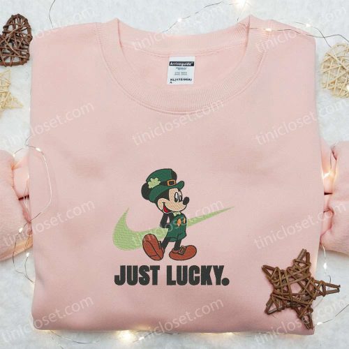 Lucky Mickey x Nike Swoosh Embroidered Shirt & Disney Characters Hoodie: Perfect Saint Patrick’s Day Gifts Lucky Mickey x Nike Swoosh Embroidered Shirt & Disney Characters Hoodie: Perfect Saint Patrick’s Day Gifts