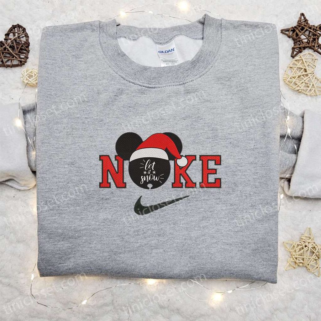 Mickey Let it Snow x Nike Christmas Embroidered Sweatshirt & Shirt: Best Gift Ideas Mickey Let it Snow x Nike Christmas Embroidered Sweatshirt & Shirt: Best Gift Ideas