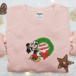Disney Mickey Merry Christmas Laurel Wreath Shirt Hoodie & Sweatshirt: Festive Embroidered Disney Characters Disney Mickey Merry Christmas Laurel Wreath Shirt Hoodie & Sweatshirt: Festive Embroidered Disney Characters
