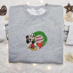 Disney Mickey Merry Christmas Laurel Wreath Shirt Hoodie & Sweatshirt: Festive Embroidered Disney Characters Disney Mickey Merry Christmas Laurel Wreath Shirt Hoodie & Sweatshirt: Festive Embroidered Disney Characters