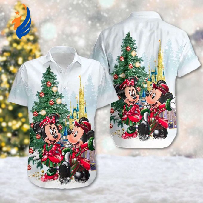 Mickey Minnie Christmas Hawaiian Shirt – Festive Disney Xmas Gift Perfect for Magic Kingdom Party!