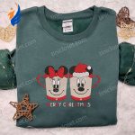 Mickey Minnie Cup Christmas Embroidered Shirt – Best Disney Christmas Gift for Couples