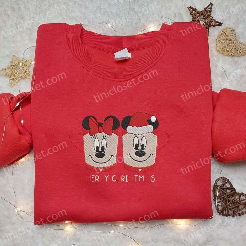 Mickey Minnie Cup Christmas Embroidered Shirt – Best Disney Christmas Gift for Couples