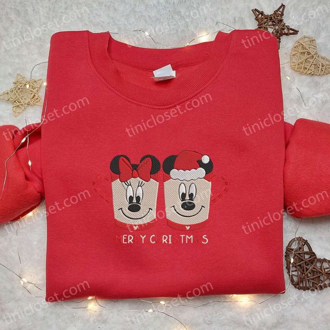 Mickey Minnie Cup Christmas Embroidered Shirt – Best Disney Christmas Gift for Couples