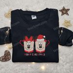 Mickey Minnie Cup Christmas Embroidered Shirt – Best Disney Christmas Gift for Couples