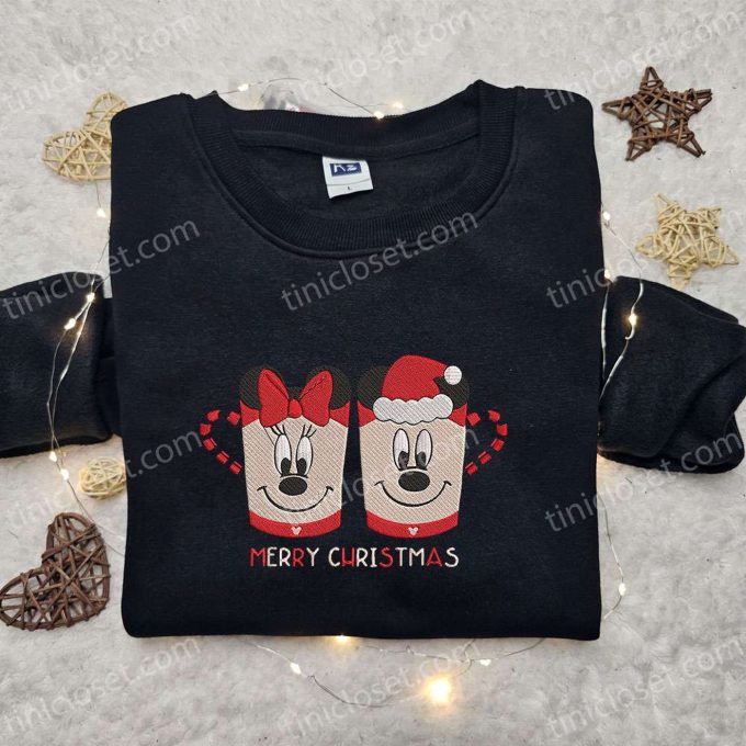 Mickey Minnie Cup Christmas Embroidered Shirt – Best Disney Christmas Gift for Couples