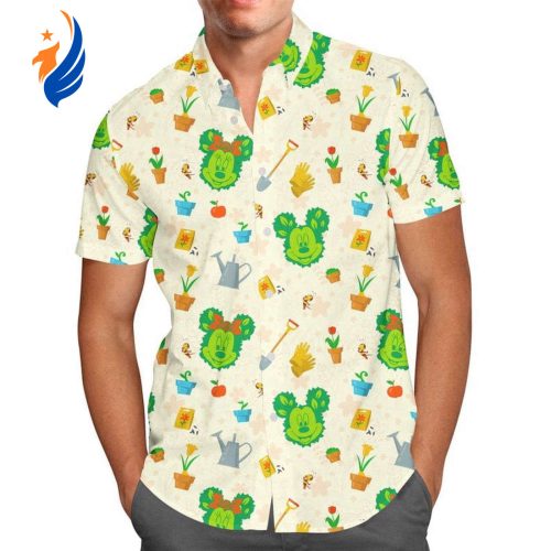 Disney Mickey Minnie Flower Garden Hawaiian Shirt – Fun Cartoon Print for a Tropical Vibe!