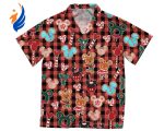 Mickey Minnie Gingerbread & Christmas Red Plaid Hawaiian Shirts Disneyland Christmas Party & Disney Trip