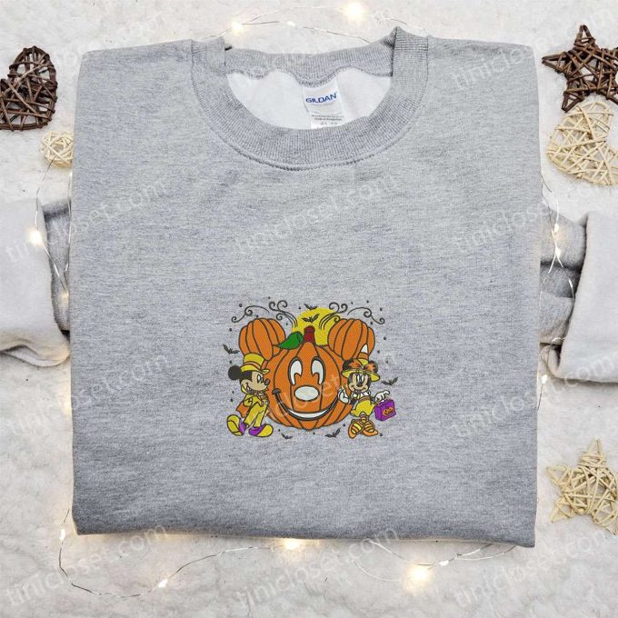 Spooky Mickey Minnie Halloween Pumpkin Embroidered Shirt: Best Disney Halloween Gift for Family