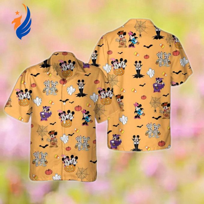 Mickey Minnie Mouse Halloween Hawaiian Shirt – All Over Print Button Up for Halloween Party Holiday Tee Perfect Gift for Friends Mickey Minnie Mouse Halloween Hawaiian Shirt – All Over Print Button Up for Halloween Party Holiday Tee Perfect Gift for Friends