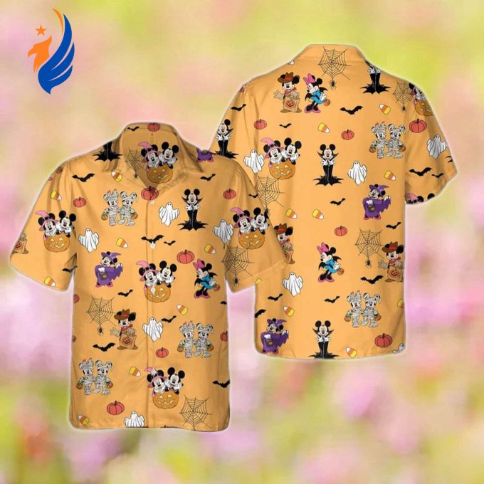 Mickey Minnie Halloween Hawaiian Shirt: All Over Print Button Up Perfect Halloween Party Hawaii Tee Great Gift For Friend Mickey Minnie Halloween Hawaiian Shirt: All Over Print Button Up Perfect Halloween Party Hawaii Tee Great Gift For Friend
