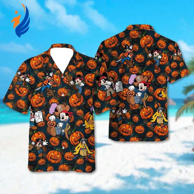 Mickey Mouse Hawaiian Pirate Shirt: Halloween All Over Print Button Up for Friends Mickey Mouse Hawaiian Pirate Shirt: Halloween All Over Print Button Up for Friends