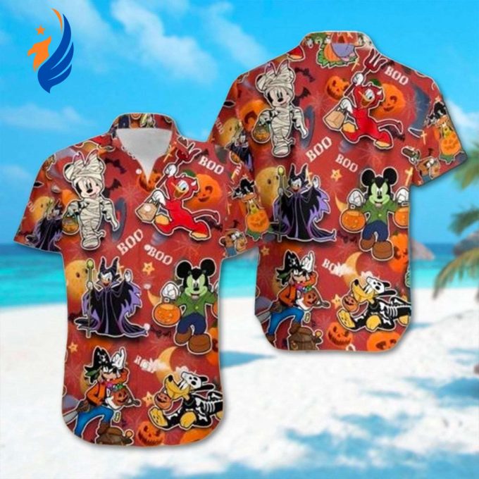 Spooky Hawaiian Shirt: Mickey Mouse And Friends Halloween Costume for Horror Cartoon & Halloween Party Villain Theme Spooky Hawaiian Shirt: Mickey Mouse And Friends Halloween Costume for Horror Cartoon & Halloween Party Villain Theme