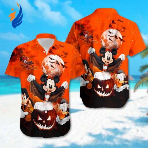 Mickey Mouse & Friends Vampire Hawaiian Shirt – Halloween Night All Over Print Button Up