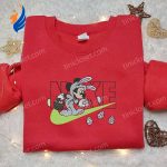 Mickey Mouse Bunny x Nike Cartoon Embroidered Shirt: Custom Easter Gift with Nike Embroidery Mickey Mouse Bunny x Nike Cartoon Embroidered Shirt: Custom Easter Gift with Nike Embroidery