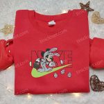 Mickey Mouse Bunny x Nike Cartoon Embroidered Shirt: Custom Easter Gift with Nike Embroidery Mickey Mouse Bunny x Nike Cartoon Embroidered Shirt: Custom Easter Gift with Nike Embroidery