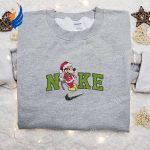 Mickey Mouse Candy Cane Disney x Nike Christmas Sweatshirt: Festive Embroidered Shirt Perfect Christmas Gift Idea Mickey Mouse Candy Cane Disney x Nike Christmas Sweatshirt: Festive Embroidered Shirt Perfect Christmas Gift Idea