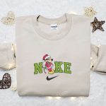 Mickey Mouse Candy Cane Disney x Nike Christmas Sweatshirt: Festive Embroidered Shirt Perfect Christmas Gift Idea Mickey Mouse Candy Cane Disney x Nike Christmas Sweatshirt: Festive Embroidered Shirt Perfect Christmas Gift Idea