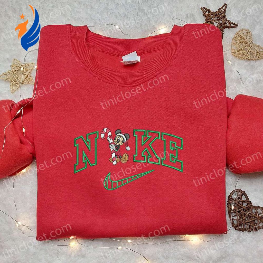 Mickey Mouse Candy Cane Xmas x Nike Embroidered Tshirt Best Christmas Gift Ideas Mickey Mouse Candy Cane Xmas x Nike Embroidered Tshirt Best Christmas Gift Ideas