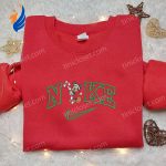 Mickey Mouse Candy Cane Xmas x Nike Embroidered Tshirt Best Christmas Gift Ideas