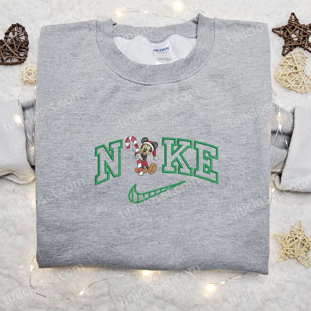 Mickey Mouse Candy Cane Xmas x Nike Embroidered Tshirt Best Christmas Gift Ideas Mickey Mouse Candy Cane Xmas x Nike Embroidered Tshirt Best Christmas Gift Ideas