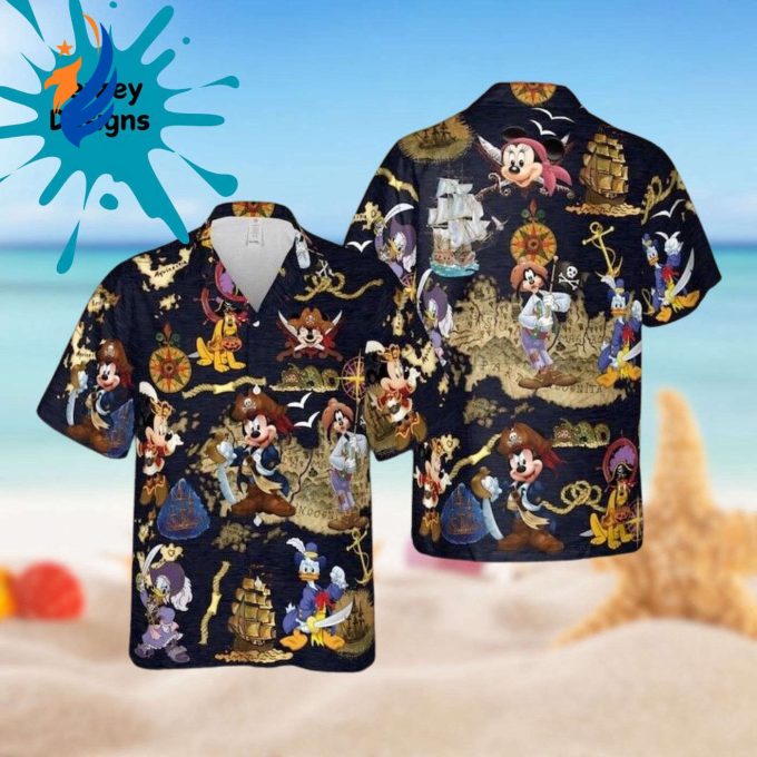 Mickey Mouse Caribbean 3D Hawaiian Shirt: Tropical Summer Beach Gift for Men – Perfect for Parties Valentine s & Birthdays