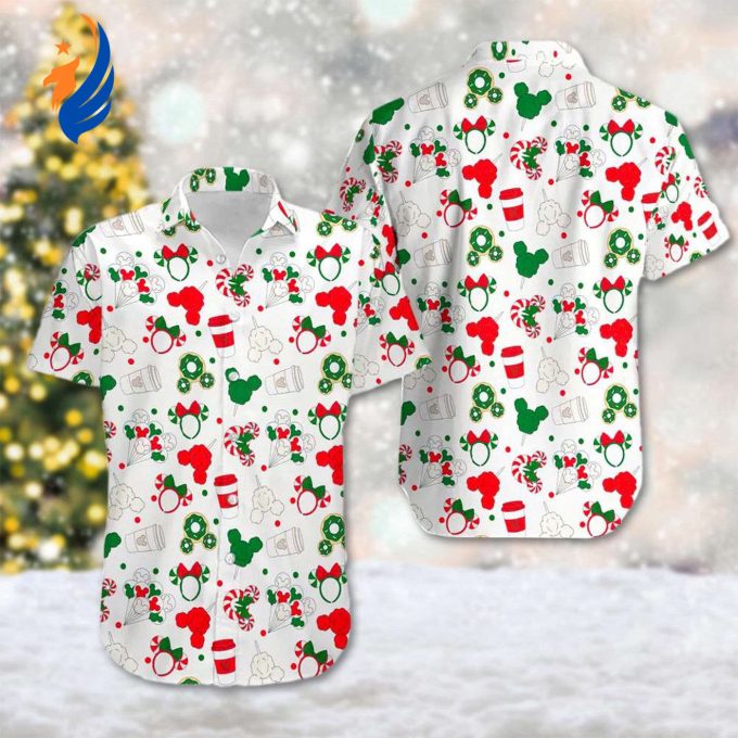 Mickey Mouse Christmas Hawaiian Shirt – Festive Mickey Ears Button Up for Xmas Party & Cartoon Magic Kingdom Gift