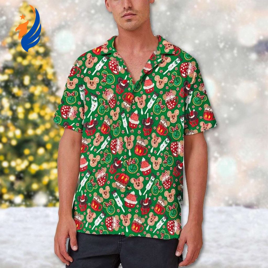 Mickey Mouse Christmas Hawaii Shirt – Festive Button Up with 3D All Over Print – Minnie Snacks Design Mickey Mouse Christmas Hawaii Shirt – Festive Button Up with 3D All Over Print – Minnie Snacks Design