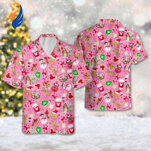 Mickey Mouse Christmas Hawaii Shirt: Festive Button Up with Minnie Xmas & Mouse Cookies – 3D All Over Print!