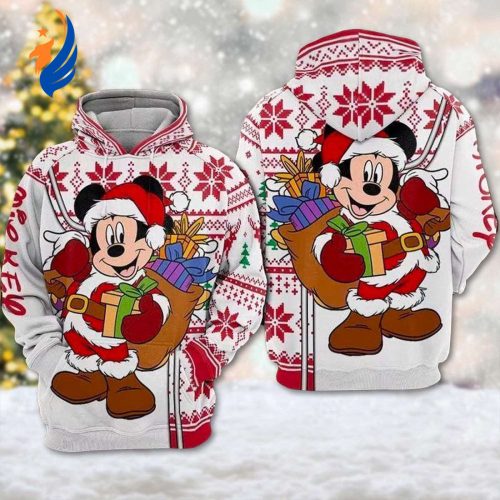 Mickey Mouse Christmas Hoodie – Santa 3D Sweatshirt Cartoon Xmas Holiday Gift for Magic Kingdom