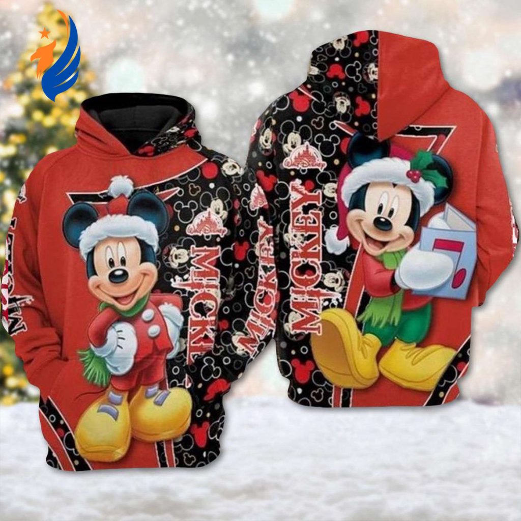 Mickey Mouse Christmas Sweatshirt: Santa 3D Hoodie Cartoon All Over Print Sweater Magic Kingdom Shirt Mickey Mouse Christmas Sweatshirt: Santa 3D Hoodie Cartoon All Over Print Sweater Magic Kingdom Shirt