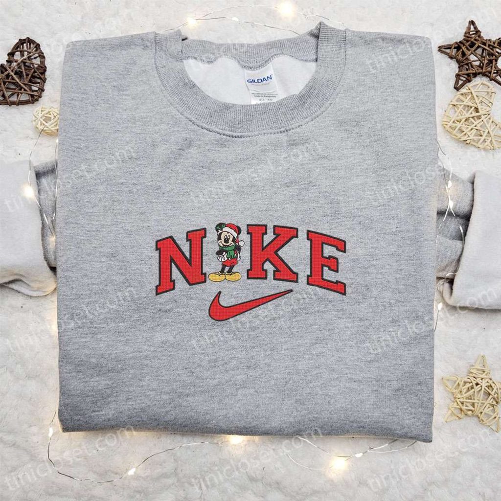 Mickey Mouse Christmas x Nike Cartoon Embroidered Hoodie & Shirt: Best Family Christmas Gift Ideas Mickey Mouse Christmas x Nike Cartoon Embroidered Hoodie & Shirt: Best Family Christmas Gift Ideas