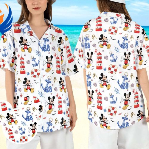 Mickey Mouse Cruise Hawaiian Shirt: Experience the Magic of Disneyland at Sea with this Summer Beach Aloha Shirt! WDW Cruise Button Shirt