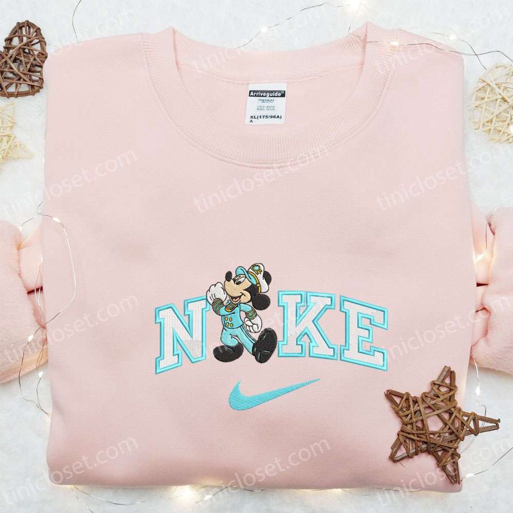 Mickey Mouse Cruise x Nike Embroidered Shirt: Disney Characters & Nike Inspired Hoodie Mickey Mouse Cruise x Nike Embroidered Shirt: Disney Characters & Nike Inspired Hoodie