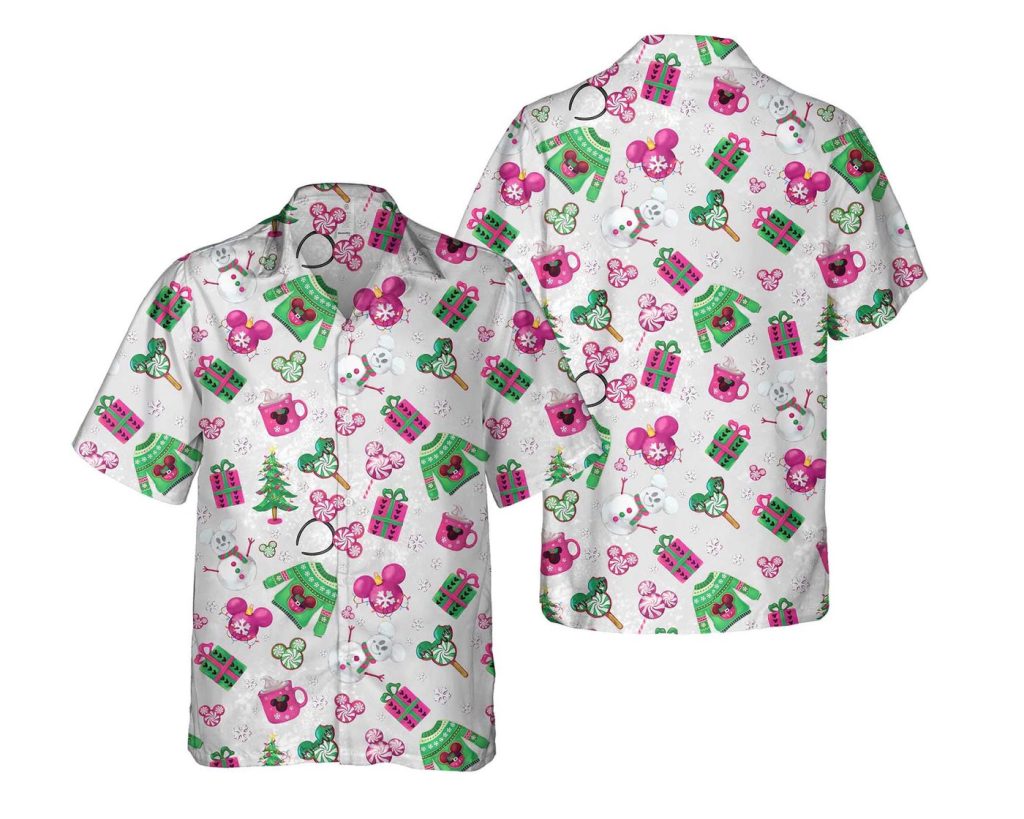 Disney Mickey Mouse Ears Christmas Tree Hawaiian Shirt – Festive Disneyland Holiday Gift Pink & Merry Party Disney Mickey Mouse Ears Christmas Tree Hawaiian Shirt – Festive Disneyland Holiday Gift Pink & Merry Party