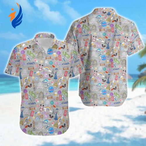 Mickey Mouse Epcot Magic Kingdom Hawaiian Shirt: Cartoon Movie Symbols Button Up Figment Birthday Gift – Perfect for Family