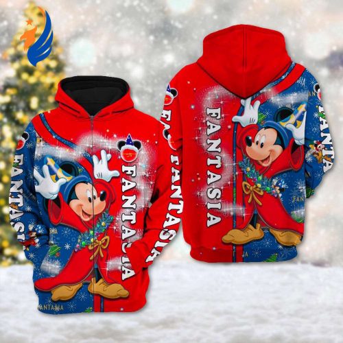Mickey Mouse Fantasia Christmas Hoodie: Festive Sweater for Magic Kingdom Holiday Xmas Party – All Over Print Shirt
