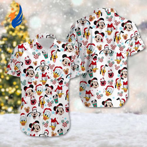 Christmas Hawaiian Shirts – Mickey Mouse & Friends Santa Hat Minnie Donald & Goofy Xmas Magic Kingdom Christmas Hawaiian Shirts – Mickey Mouse & Friends Santa Hat Minnie Donald & Goofy Xmas Magic Kingdom