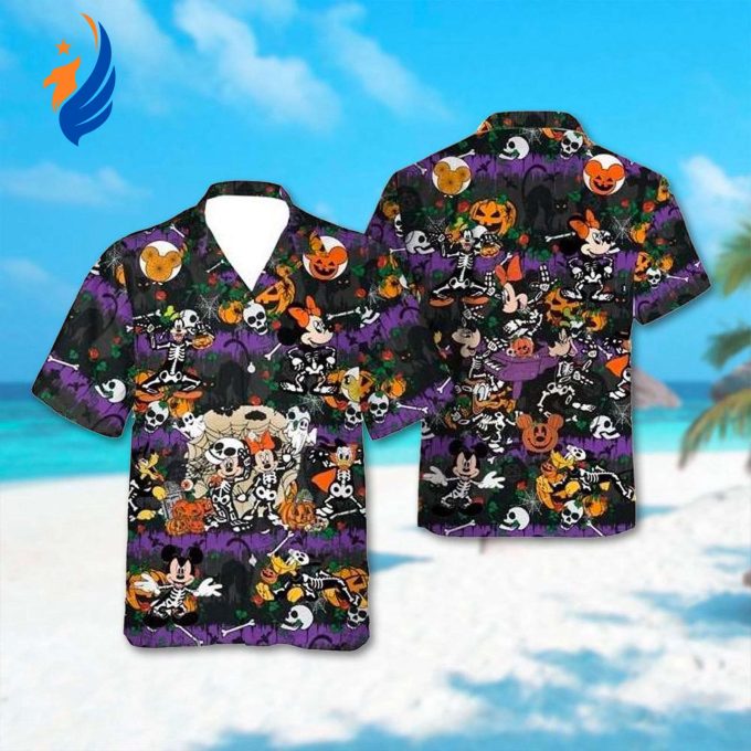 Mickey Mouse Halloween Hawaiian Shirt – Spooky Skull Horror Character – Perfect for Halloween Party Mickey Mouse Halloween Hawaiian Shirt – Spooky Skull Horror Character – Perfect for Halloween Party
