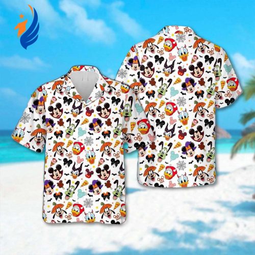 Mickey Mouse & Friends Halloween Hawaiian Shirts: Minnie Goofy & Donald Trick or Treat Magic Kingdom Tee