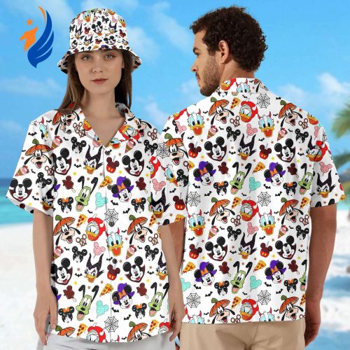 Spooktacular Hawaiian Shirts: Mickey Mouse Minnie Goofy Donald Halloween Tees Trick or Treat Button Ups & Magic Kingdom Tees
