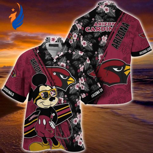 Fan Favorite: Mickey Mouse Hawaii Shirt with Arizona Cardinals NFL Floral Design
