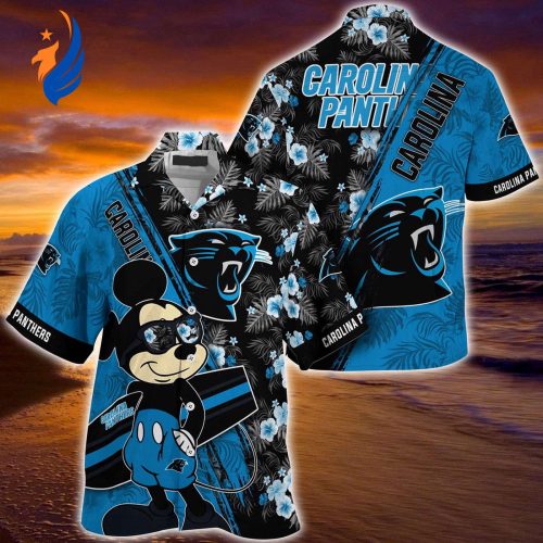 Mickey Mouse Hawaii Shirt: Carolina Panthers NFL Floral Pattern for Fans – Trendy Unique and Stylish!