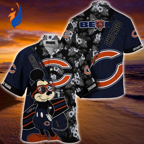 Mickey Mouse Hawaii Shirt for Chicago Bears NFL Fans - Vibrant Floral Pattern Shop Now!