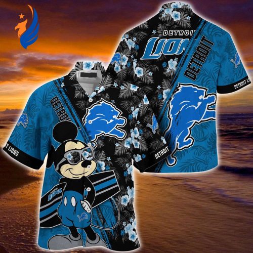 Mickey Mouse Hawaii Shirt: Detroit Lions NFL Floral Pattern for Fans - Vibrant and Stylish!