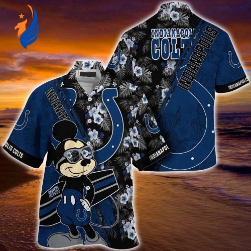 NFL Floral Mickey Mouse Hawaii Shirt: Show Your Indianapolis Colts Fan Spirit!