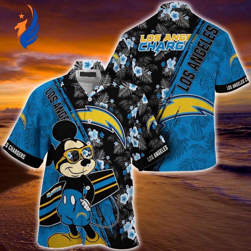 Mickey Mouse Hawaii Shirt for LA Chargers Fans – NFL Floral Pattern Merchandise Mickey Mouse Hawaii Shirt for LA Chargers Fans – NFL Floral Pattern Merchandise