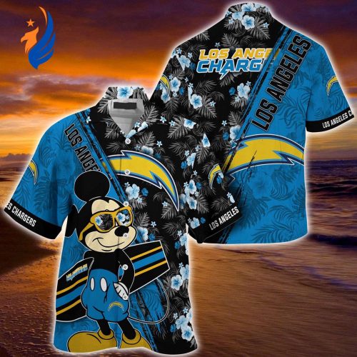 Mickey Mouse Hawaii Shirt for LA Chargers Fans - NFL Floral Pattern Merchandise