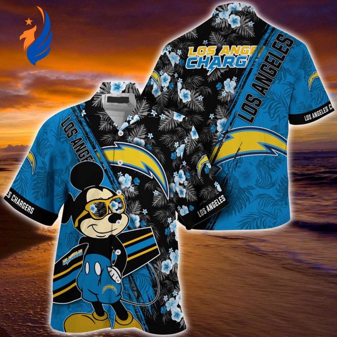 Mickey Mouse Hawaii Shirt for LA Chargers Fans – NFL Floral Pattern Merchandise