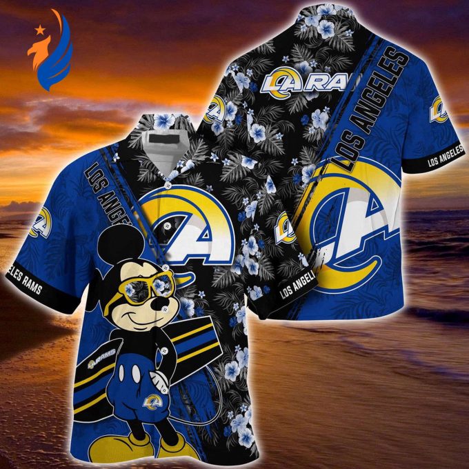 Get Stylish with Mickey Mouse Hawaii Shirt – LA Rams NFL Floral Pattern for Fans